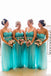 Sweetheart Turquoise Beaded Plus Size Chiffon Long Bridesmaid Dresses PDG55