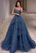 Gorgeous A-Line Spaghetti Straps Royal Blue Tulle Prom Dresses with Layers OM0063