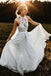 Simple A-Line Halter Chiffon Long Beach Wedding Dresses with Lace PDH89
