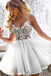 A Line Spaghetti Traps White Homecoming Dress With Appliques PPD3