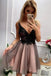 Stylish A Line V Neck Gray Short Homecoming Dresses With Appliques PDO43