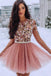 Blush Pink Short Prom Dresses 3D Flowers Beaded Homecomingl Dresses PDP5