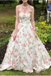 A Line Floral Long Prom Dresses Strapless Beautiful Flower Printed Prom Dress PDR43