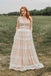 Ivory V Neck Long Lace Plus Size Prom Dresses with Pocket Vintage Formal Dress PDH66