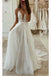Vintage V neck Lace Tulle Spaghetti Straps Wedding Dresses with Split, Brial Gown OW0008