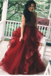 Cheap Burgundy A Line Beading Long Prom Dresses With Ruffles PDF52