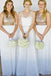 Sequins Top Off White Long Chiffon Bridesmaid Dress PPD94